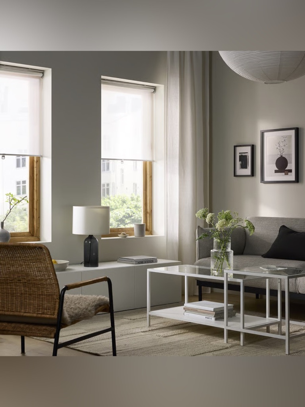 2x IKEA White Roller Blinds (SKOGSKLÖVER)